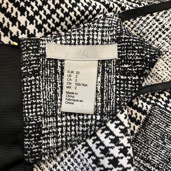 H&M Herringbone Black And White Dress Size 2 - Picture 3 of 3